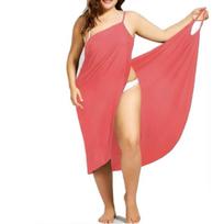 Asimetriška paplūdimio suknelė su petnešėlėmis - Raudona / 2XL