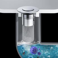 Kriauklės kamštis su tinklelio filtru
