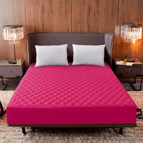 SleepyCover™ Paminkštintas Apsauginis Čiužinys Nuo Skysčių - 200x220CM / TAMSIAI ROŽINĖ