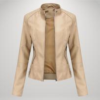 Sophia™ Kasdienė odinė striukė - Abrikosinė / XL
