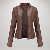 Sophia™ Kasdienė odinė striukė - Kavos spalva / XL