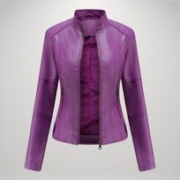 Sophia™ Kasdienė odinė striukė - Violetinė / XL