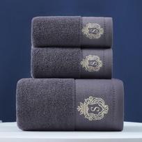 Rankšluosčių rinkinys „Pure Cotton“ - Siuvinėtu kraštu - pilka