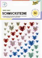 Dekoratyviniai kristalai FOLIA Hearts Basic, širdelės, su lipniu pagrindu, 54 vnt.