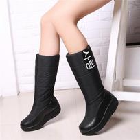 Waterproof Winter Shoes Woman Snow Boots Warm Fur Plush Casual Wedge Knee High Boots Girls Black White Rain Shoes Ladies 34EU/CN35 juoda