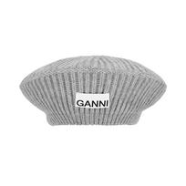 Ganni A4430 921 Logo Patch Structured Beret A4430 921 gray