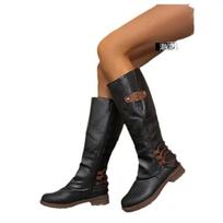 Autumn Winter  Thigh High Women Leather Square Heel Zipper Boot Keep Warm Round Shoes Woman Boots Shoes for Women 43 black