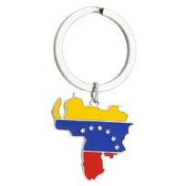 Venezuela Map Pendant Keyring Stainless Steel Venezuela Map Flag Keychain 1 sidabras