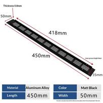 1Pcs Household Air Vent Grille Wall Ventilation Cover Wardrobe Parts 50/60/80Mm*150-500Mm Aluminum For Cupboard Diy Accessories 50x450mm Black