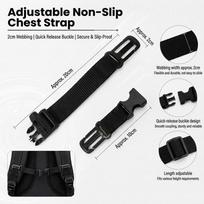 Universal Backpack Chest Strap Adjustable Heavy Duty Quick Release Buckle for Long Distance Travel Backpack Securing 1pcs black