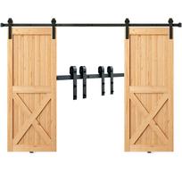 VEVOR 243,8 cm slankiojančios klojimo durų techninės įrangos rinkinys, 149,7 kg didelio našumo klojimo durų bėgelių rinkinys dviguboms durims 244 x 3.9 x 0.6 cm