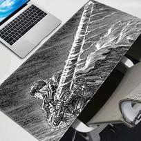 Black Mouse Pad Large Gamer Notebook Keyboard Desk Mat B-BERSERK Rubber Gaming Accessories Anime Mousepad Aesthetic Desk Decor 30cmx60cm gray