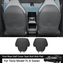 For Tesla Model YL 6-Seater Car Seat Back Anti Kick Pad Leather Full Surround Seat Back Anti Scratch Protector Car Accessories black