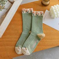 Women Socks Korean Style Tulip Flower Casual Socks Girls Cute Sweet Breathable Kawaii Crew Socks gray