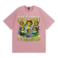 Funny Fiona and Shrek Meme T Shirts Can't Today I'm Swamped Graphic T-shirts Men Women Cotton Short Sleeve T Shirt M gray