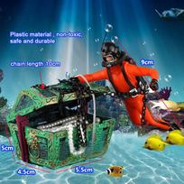 Aquarium Floating Diver Ornament Aquarium Decoration with Moving Treasure Chest Floating Diver Bubble Action black