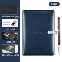 A5 Binder Notebook PU Leather Notebooks Power Bank Charge Notebook With Table Lamp and Wireless Charger USB Flash Drive (Brown,A5,16G,PB,15W wireless,lamp&80sheets) ruda