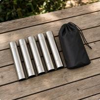 5 Pieces Chimney Pipe with Storage Bag | Polished metal Finish, Portable, Stainless Steel gray