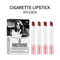 ibcccndc Cigarečių Lūpų Dažai Aksominiai Matiniai Rūko Efekto Rinkinys: 4 lūpų dažai su cigarečių dėklu. Set black