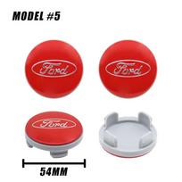 For Ford ST Line Focus Mustang Fiesta MK2 Ranger Kuga MAX F150 Mondeo 4Pcs 54mm Car Metal Emblem Wheel Center Hub  d2 Cap Rim Cover 4Pcs 54mm Hubcap red