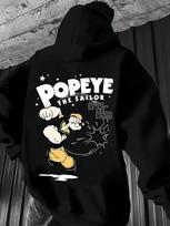 Popeye Jūreivis 1896 Grafinis Spaudinys Hoody - Raudonas Laisvalaikio Megztinis su Animacinio Filmo Dizainu XXXL black