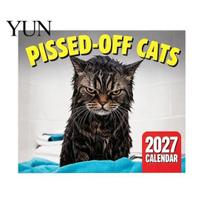 Monthly Task Organizer 2027 Cat Wall Calendar, January - December 2027, Funny Decor for Lovers 12 Months Hanging Planner Home Office Unique Theme black