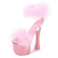 Moterų Batai Vasariniai Seksualūs Sandalai Naktinis Klubas Plušiniai Skaidrūs Super Aukštakulniai Vandeniui Atsparūs Banketiniai 17cm Kulnas 7cm Platforma LFD 42 rožinė