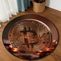 Bitcoin Kilimas Neslystantis Apvalus Kilimas Grindų Kilimėliai Spausdintas Plotinis Kilimas Miegamajam Namų Dekoratyvinis 60cm black