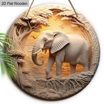 Rustic Diwali Wooden Sign with Elephant Faced Buddha Pattern - Charming Decorative Signs & Plaques for Wall, Window Decor smėlis