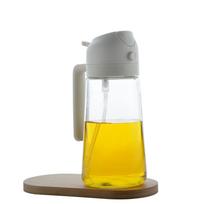 LMETJMA 470ML 2 viename alyvuogių aliejaus dozatoriaus aliejaus purkštuvas Stiklinis alyvuogių aliejaus dozatoriaus butelis su piltuvu aliejaus buteliukas salotų kepsniams JT320 balta