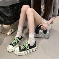 Hong Kong style niche black platform canvas shoes 22 new early autumn student board shoes sports shoes 38 beige