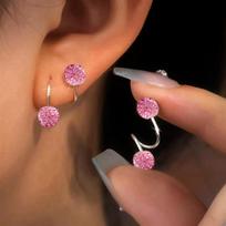 Fashion S6 Style Double-Ended Ball Screw Stud Earrings Stainless Steel Spiral Bar Piercing Jewelry for Ear and Lip One Size brown