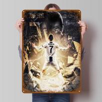 Cristiano Ronaldo Plakatas Metaliniai Ženklai Sportinis Plakatas Žaidimų Kambario Dekoras Individualus Skardos Ženklas Sienų Meno Dekoras Retro Namams 20x30cm（7.8x11.8inch） black
