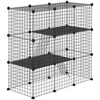 Small Animal Cage of 31 Panels Pet Playpen for Kittens Rabbits Chinchillas 105x45x105 cm Black 105 x 45 x 105 cm