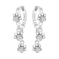 Orstarry S925 Silver Earrings Cute Pet Balloon Dog Cat Tassel Paw Print Earrings For Women Birthday Gift Silver Jewelry white