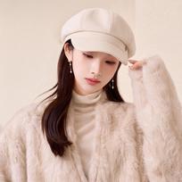 Autumn Winter Warm Versatile Newsboy Hat Wide Brim Octagonal Hat One Size balta