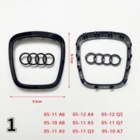 Automobilio vairo logotipas Ryškus rėmelio juostelė Galvanizuotas automobilio logotipas Lipdukas Audi A3 A4 B8 8P B9 8V A5 A6 C7 A7 Q3 Q5 Q7 gray