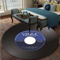 3D vinilinės plokštelės rašto minkštas apvalus grindų kilimėlis kilimas svetainės zonos miegamojo kilimas 60cm x 60cm gray
