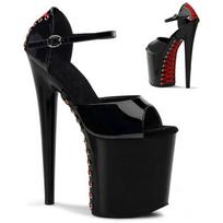 Moterų šokių platforma sandalai Batai 20 cm kulnas kulkšnis 10 cm platforma Sexy with Flower Rose Platforma YKC 46 black