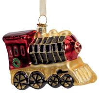Stiklinis kalėdinis eglės žaisliukas TRAIN, 2 spalvų, 4,5 x 8 x 10,5 cm, 1 vnt