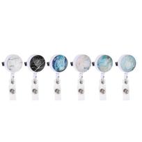 6Pcs Retractable Badge Holder Name Card Badge Reel Clip for Office Worker Physician Nurse Supplies white
