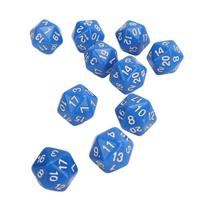10PCS Polyhedral Dice Set Plastic Lightweight 20 Sided Dice for Role Playing Table Games blue