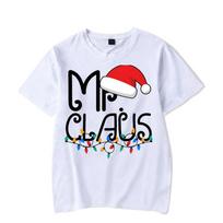 Mr and Mrs Claus Couples Matching T-Shirt Funny Christmas Party Lovers Sweet Shirt Christmas Trend Style Wife Husband T-shirts XXXL white