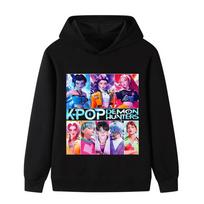 B1230 Vaikams Berniukams Mergaitėms Sajaboys Kpop Rumi Zoey Mira Spausdintas Ilgomis Rankovėmis Gobtuvukas 120cm juoda