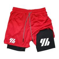 Vyriški 2-in-1 dvigubo sluoksnio šortai Gotikiniai madingi gatvės šortai kvėpuojantys sportui bėgiojimui laisvalaikio vasaros mados patogūs XXXL red
