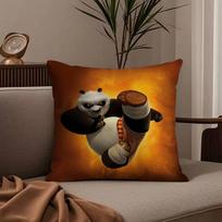 K-Kung Fu P-Panda Pillow Case Anti-dustmite Pillowcase Invisible zipper silky short plush Sofa cushion cover 30cmx30cm black