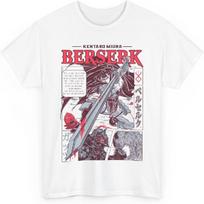 Berserk Manga Tshirt Mens, Japanese Anime Berserk Logo T-Shirt Unisex Round Neck Short Sleeve Tee Shirt XXXXXL balta