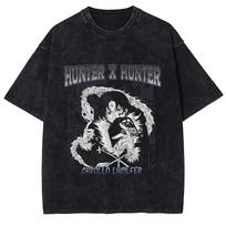 Hunter x Hunter Chrollo Lucilfer  Phantom Troupe  Vintage Washed Oversized T-Shirt | Unisex Anime Streetwear Tee M auksas