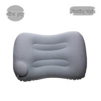 Automatic Inflatable Flocking Travel Neck Pillow – Portable Square Pillow for Airplanes gray