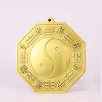Tradicinis kinų Feng Shui Tai Chi Bagua varinis veidrodis Laimės palaiminimas Namų dekoras Amatai Išgaubto veidrodžio ornamentai (as the picture,11.7cm) beige